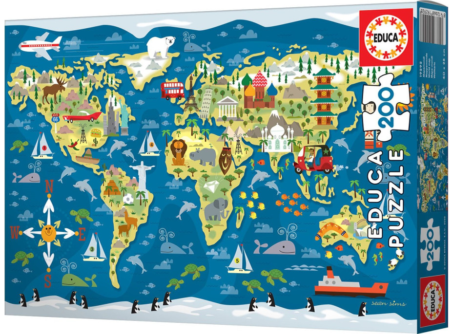EDUCA Puzzle Mapa sveta 200 dielikov