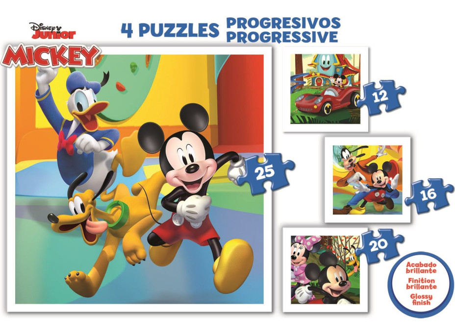 EDUCA Puzzle Mickey a priatelia 4v1 (12,16,20,25 dielikov)