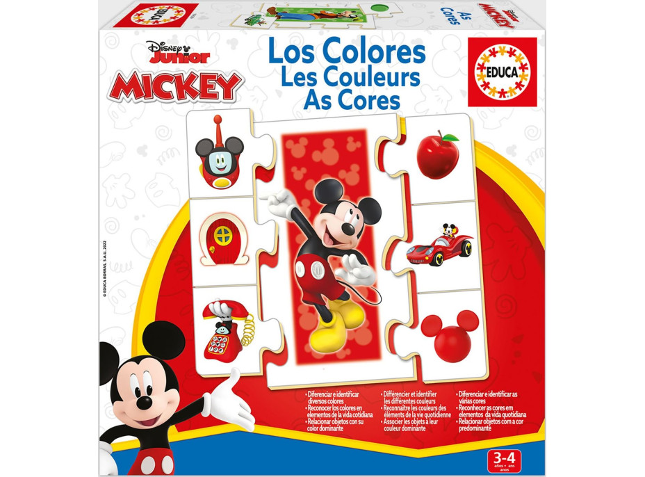 EDUCA Puzzle Mickey a priatelia: Učíme sa farby 6x7 dielikov