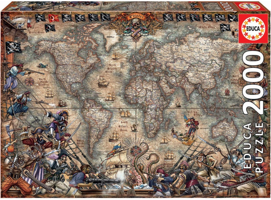 EDUCA Puzzle Pirátska mapa 2000 dielikov