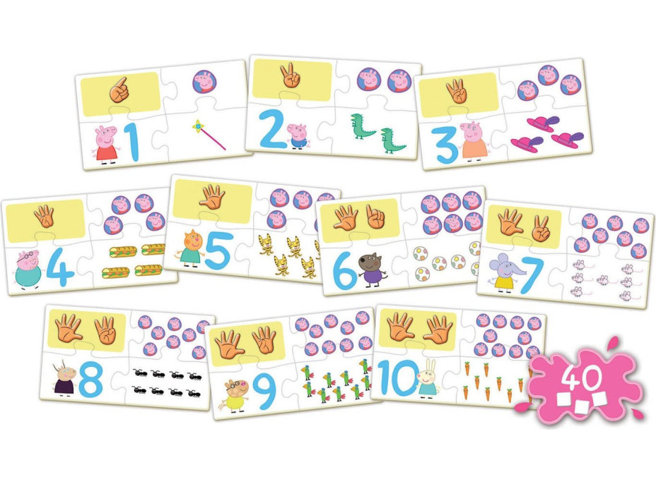 EDUCA Puzzle Prasiatko Peppa: Počítanie 10x4 dielikov