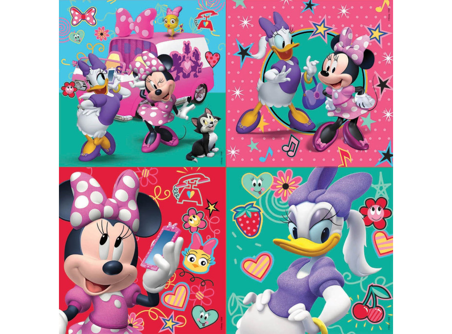 EDUCA Puzzle v kufríku Minnie a Daisy 4v1 (12,16,20,25 dielikov)