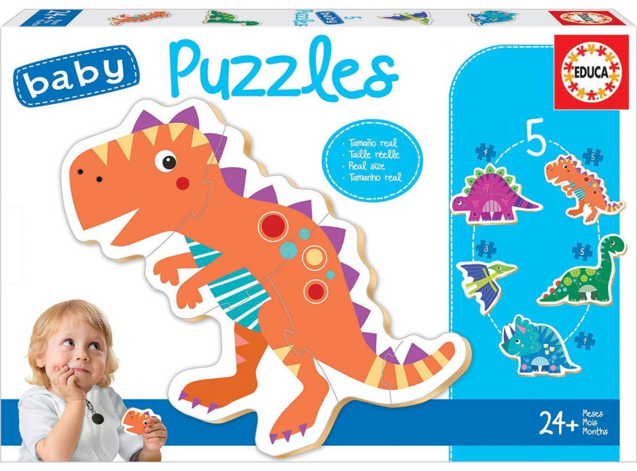 EDUCA Baby puzzle Dinosaury 5v1 (3-5 dielikov)