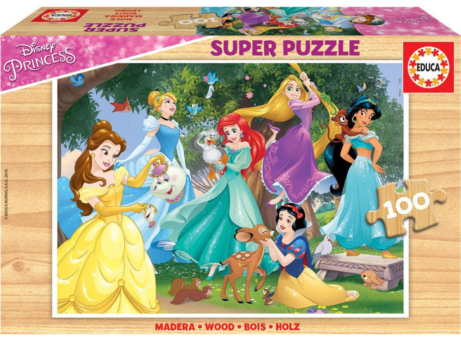 EDUCA Drevené puzzle Disney Princezné 100 dielikov