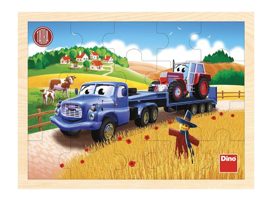 DINO Drevené puzzle Traktor na ťahači Tatra 20 dielikov