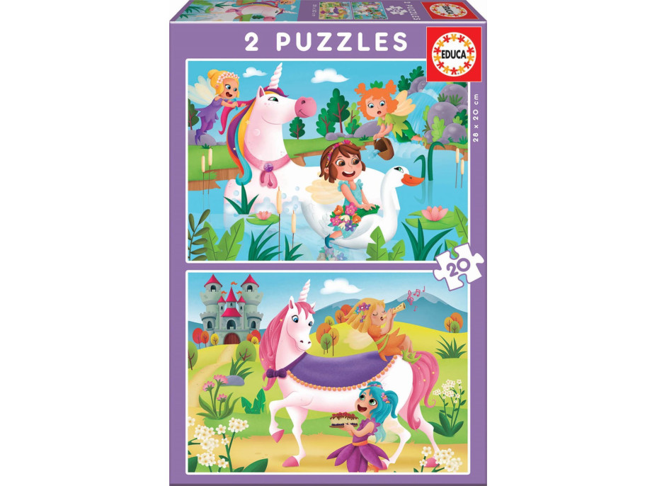 EDUCA Puzzle Jednorožce a víly 2x20 dielikov