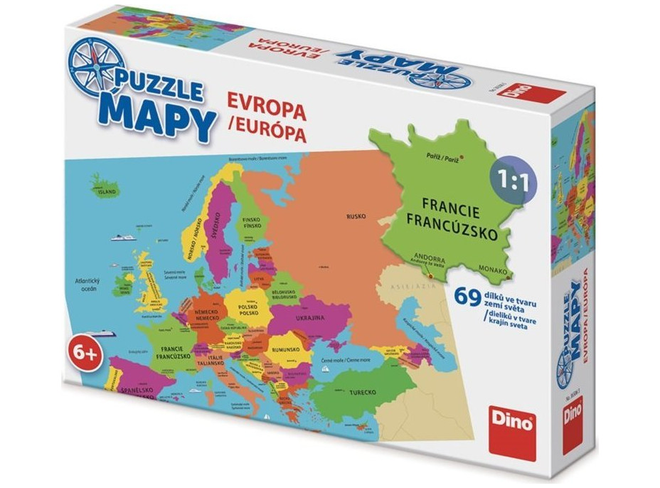 DINO Puzzle Mapy: Európa 69 dielikov