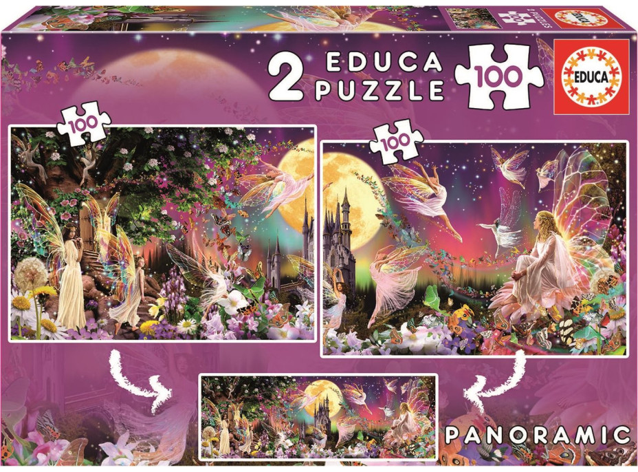 EDUCA Puzzle Panorama Rozprávkové víly 2x100 dielikov