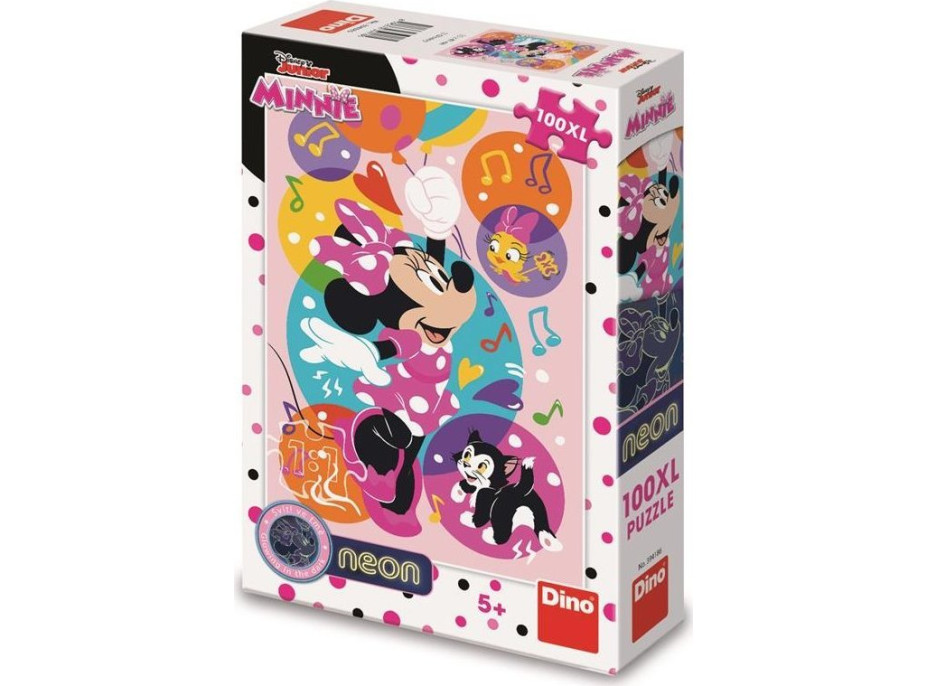 DINO Svietiace puzzle Minnie a balóniky XL 100 dielikov