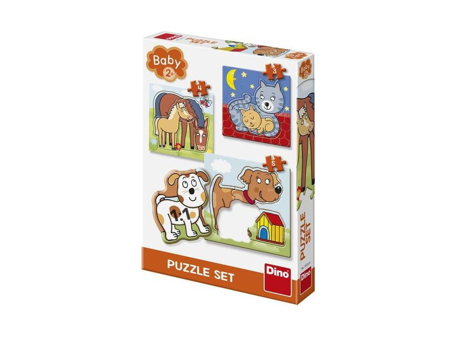 DINO Baby puzzle Domáce zvieratká 3v1 (3,4,5 dielikov)