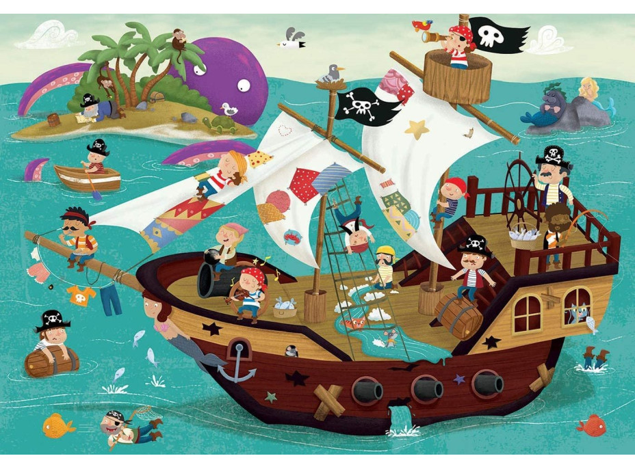 EDUCA Detektívne puzzle Pirátska loď 50 dielikov
