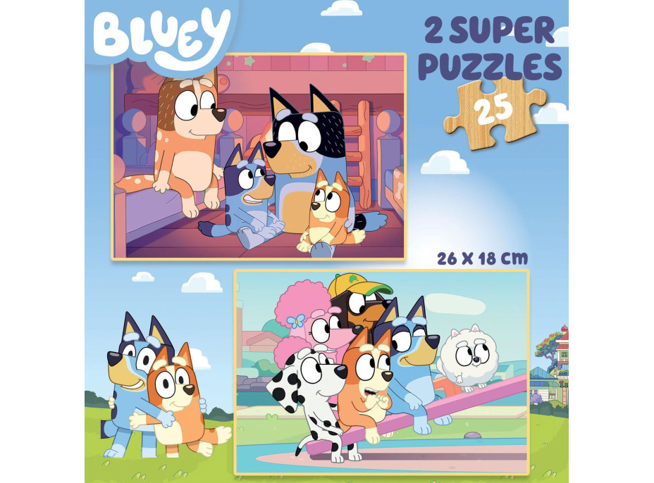 EDUCA Drevené puzzle Bluey 2x25 dielikov