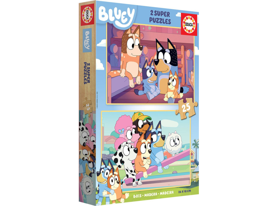 EDUCA Drevené puzzle Bluey 2x25 dielikov