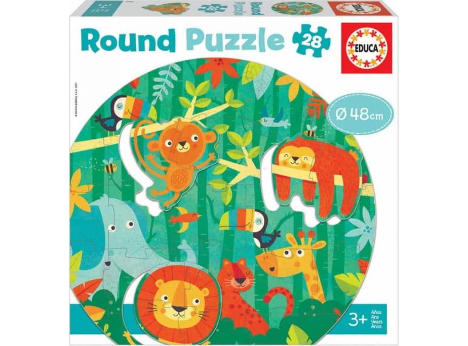 EDUCA Okrúhle puzzle Džungľa 28 dielikov