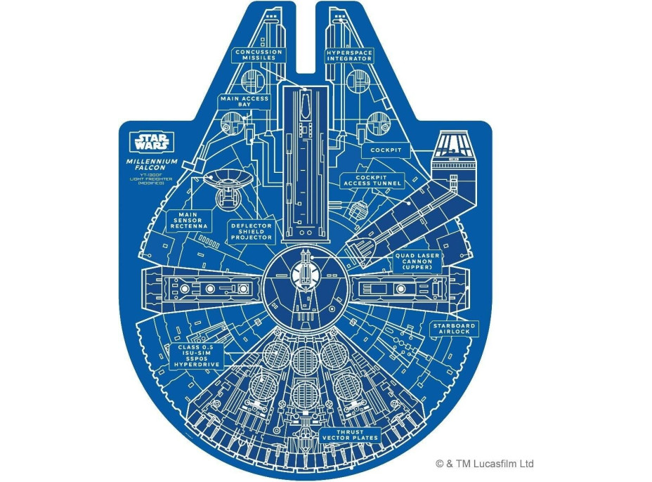 RIDLEY&#39;S GAMES Obojstranné tvarové puzzle Star Wars: Millennium Falcon 1000 dielikov