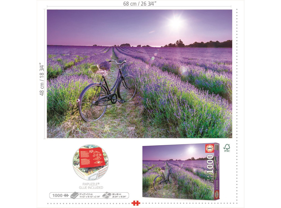 EDUCA Puzzle Bicykel v levanduľovom poli 1000 dielikov