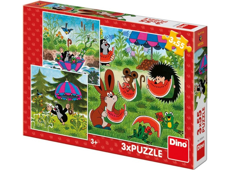 DINO Puzzle Krtko a paraplíčko 3x55 dielikov