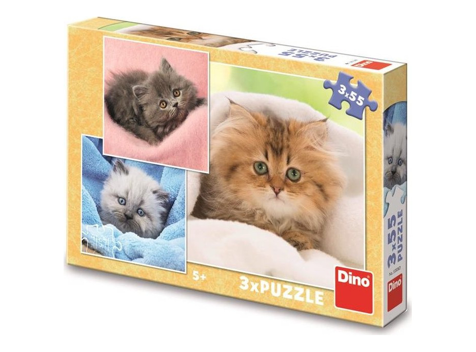 DINO Puzzle Roztomilé mačiatka 3x55 dielikov