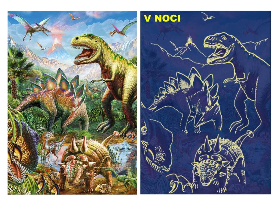 Svietiace puzzle Svet dinosaurov XL 100 dielikov