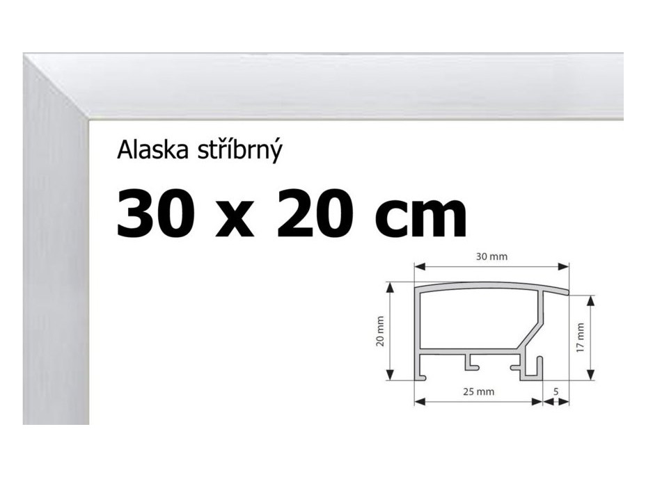 BFHM Alaska hliníkový rám 30x20cm - strieborný
