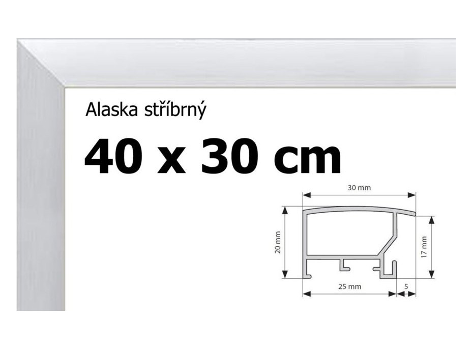 BFHM Alaska hliníkový rám 40x30cm - strieborný