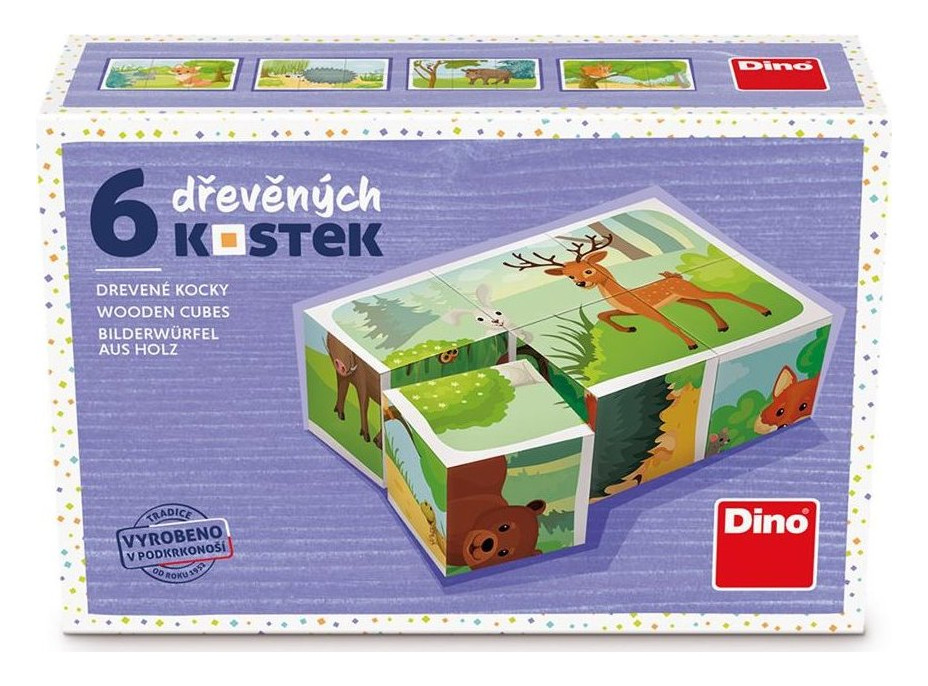 DINO Obrázkové kocky Lesné zvieratká, 6 kociek