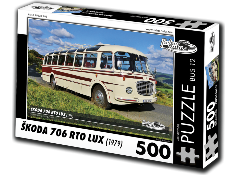 RETRO-AUTA Puzzle BUS č. 12 Škoda 706 RTO LUX (1979) 500 dielikov