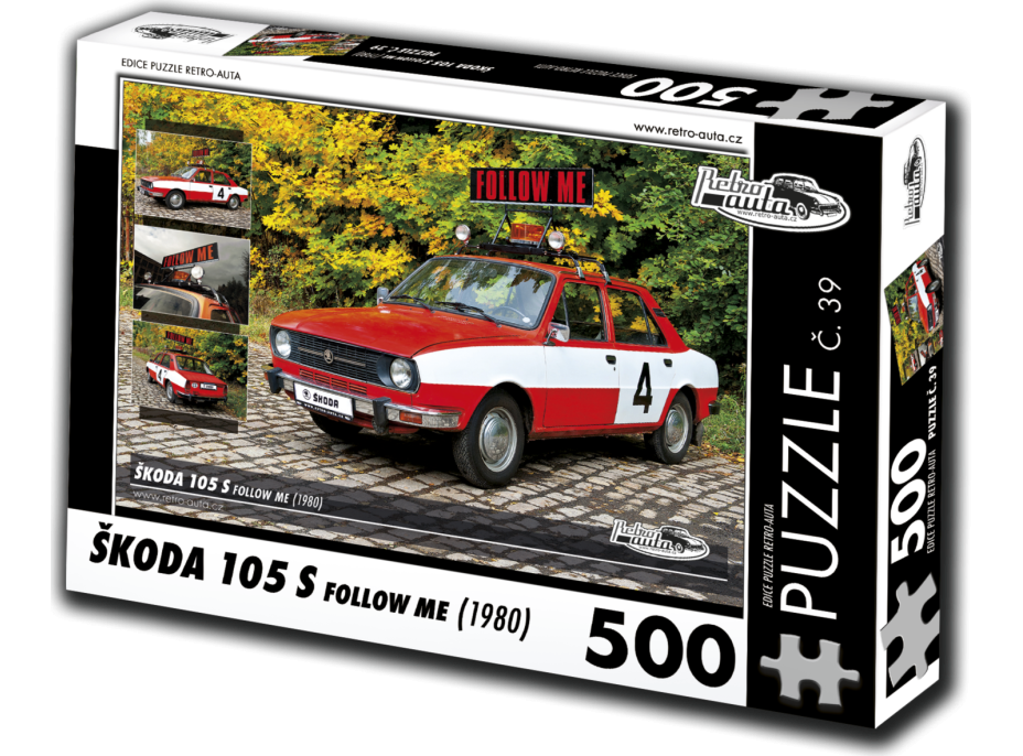 RETRO-AUTA Puzzle č. 39 Škoda 105 S Follow Me (1980) 500 dielikov