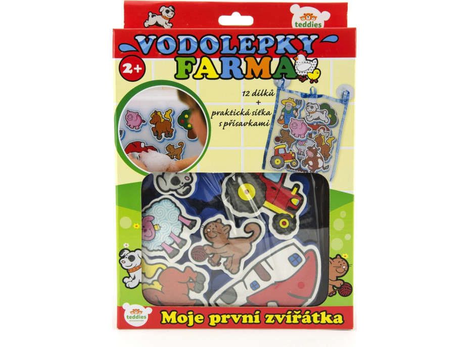 TEDDIES Vodolepky Moje prvé zvieratká: Farma 12 ks + sieťka