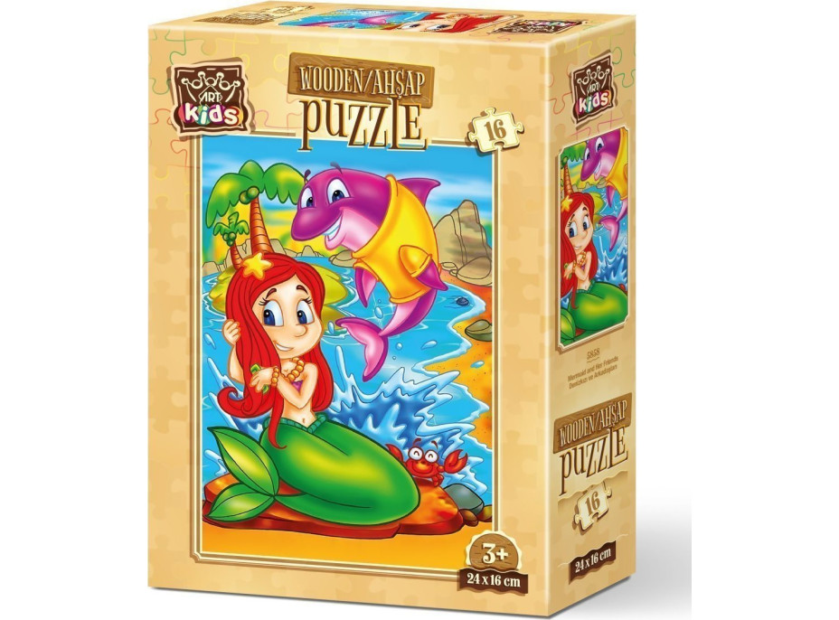 ART PUZZLE Drevené puzzle Morská panna a jej priatelia 16 dielikov