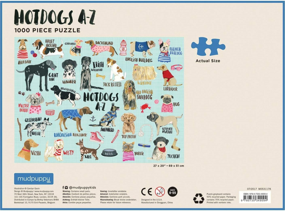 MUDPUPPY Puzzle Hot Dogs od A po Z 1000 dielikov