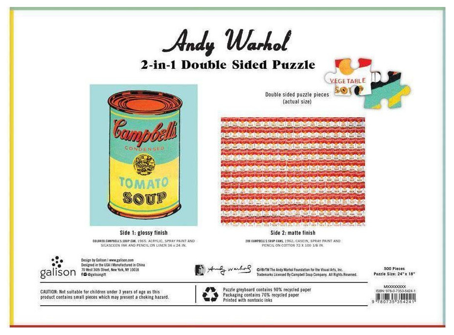 GALISON Obojstranné puzzle Andy Warhol Campbell&#39;s Soup Cans 500 dielikov