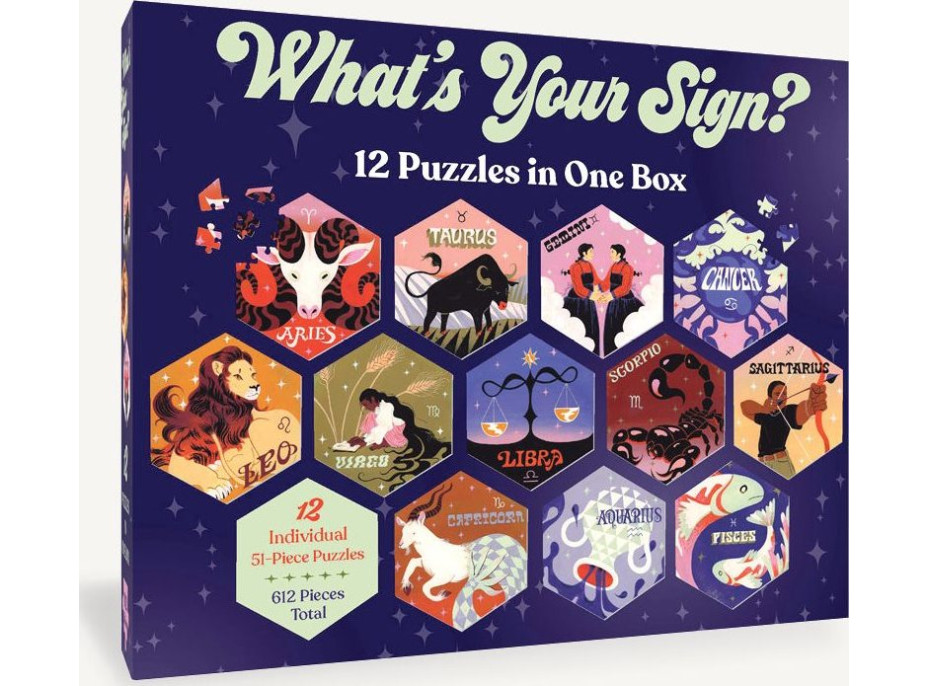 CHRONICLE BOOKS Sada 12 puzzle Aké je vaše znamenie? 612 dielikov