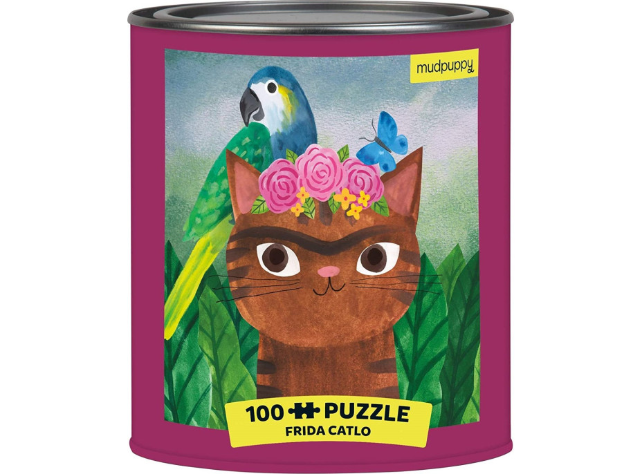 MUDPUPPY Puzzle v plechovke Artsy Cats: Frida Catlo 100 dielikov