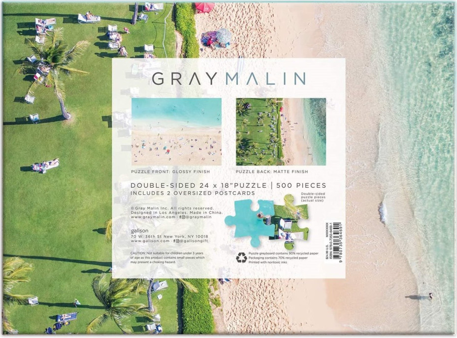 GALISON Obojstranné puzzle Gray Malin: Pláž na Havaji 500 dielikov