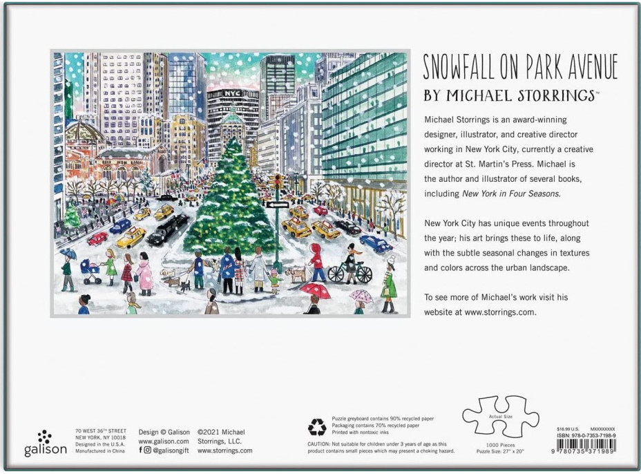 GALISON Puzzle Padajúci sneh na Park Avenue 1000 dielikov