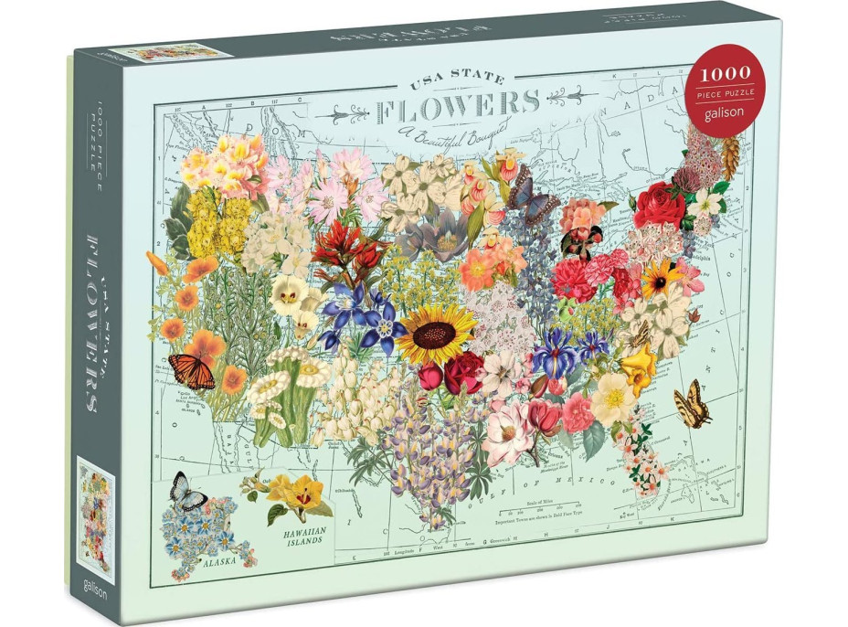 GALISON Puzzle USA z kvetov 1000 dielikov