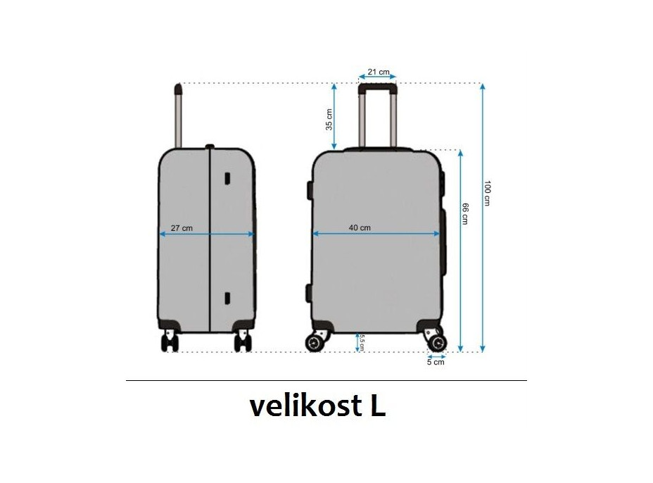 Moderné cestovné kufre - rozmery vel.L
