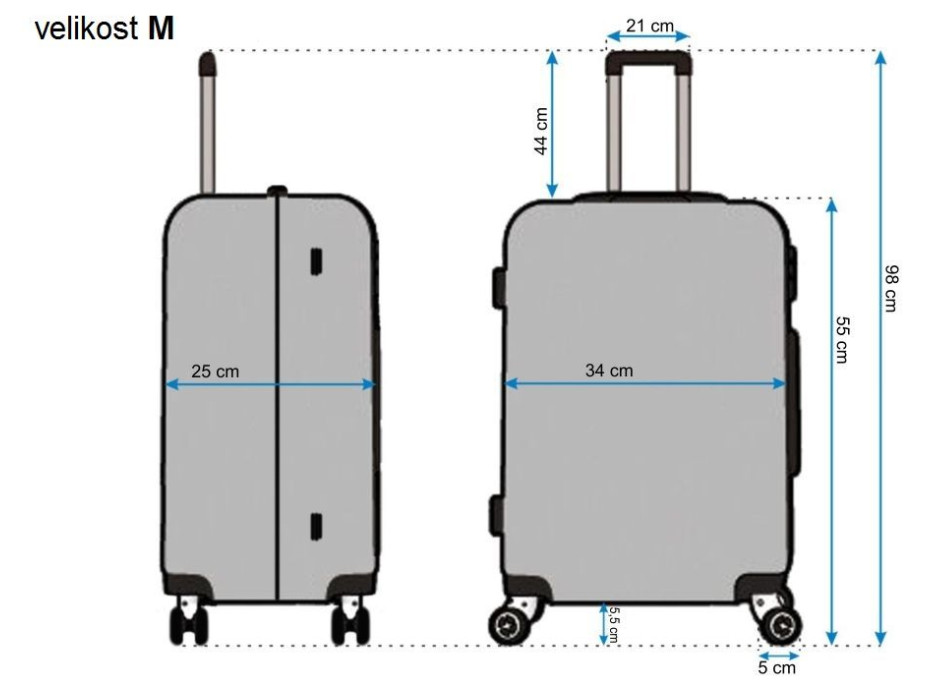 Moderné cestovné kufre DIAMOND - rozmery vel. M