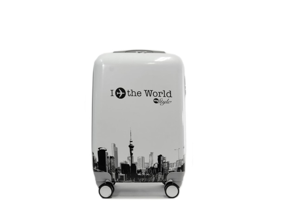 Moderní cestovní kufry WORLD - bílé