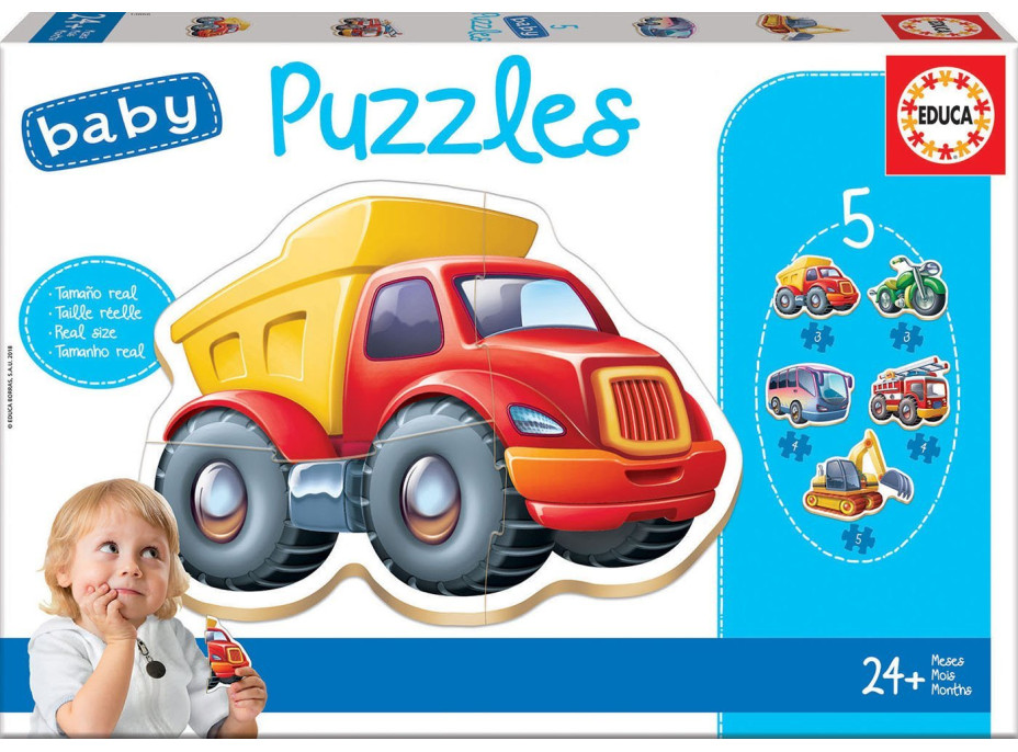 EDUCA Baby puzzle Vozidlá 5v1 (3-5 dielikov)
