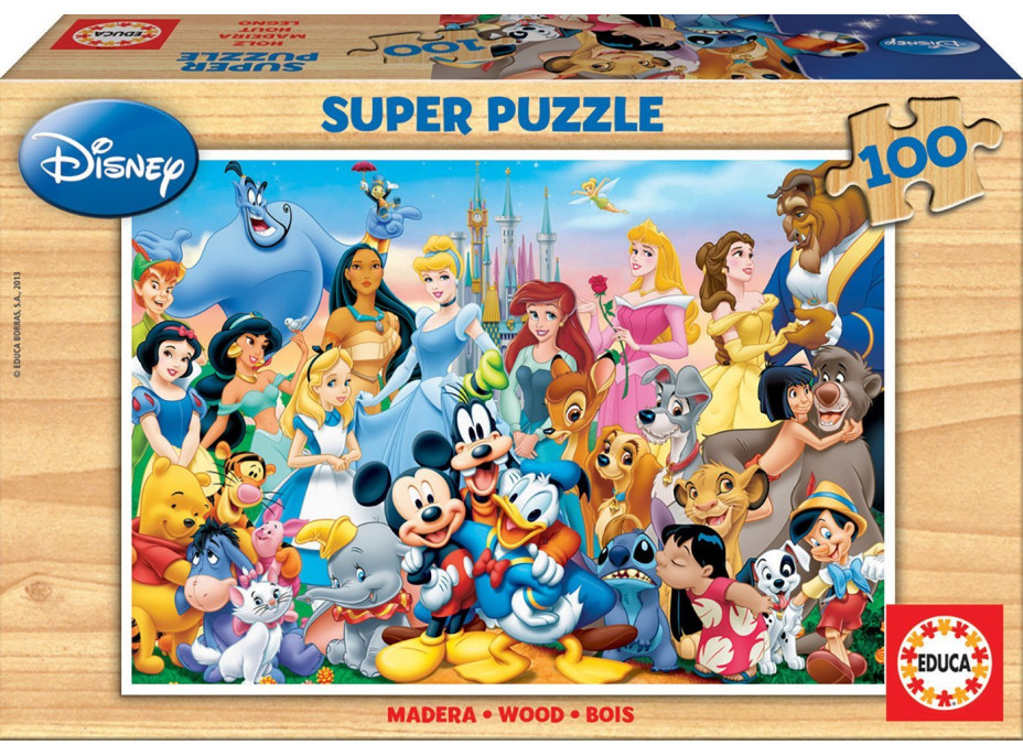 EDUCA Drevené puzzle Báječný svet Disney 100 dielikov