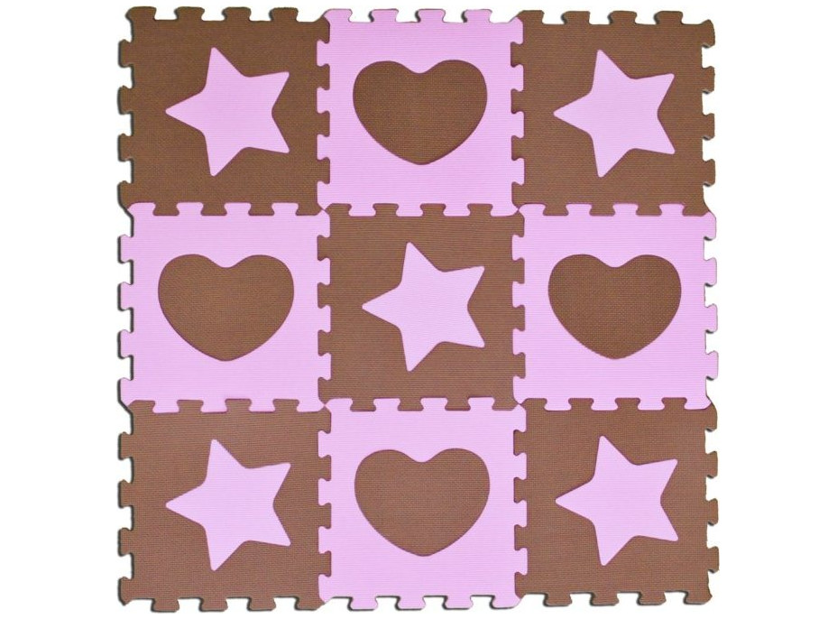 SUN TA TOYS Penové puzzle Hviezdy a srdce ružové S4 (30x30)