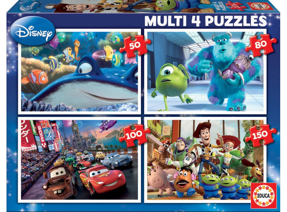 EDUCA Puzzle Disney Pixar Mix 4v1 (50,80,100,150 dielikov)