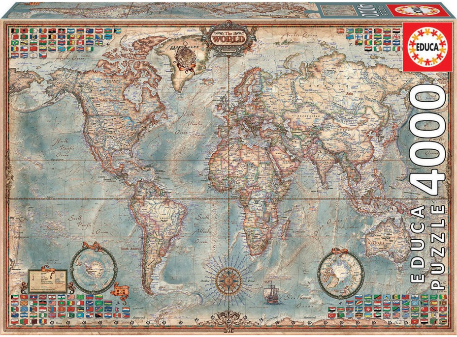 EDUCA Puzzle Politická mapa sveta 4000 dielikov