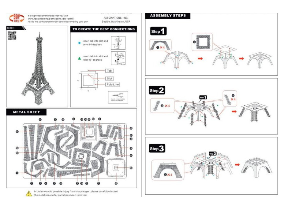 METAL EARTH 3D puzzle Eiffelova veža (ICONX)