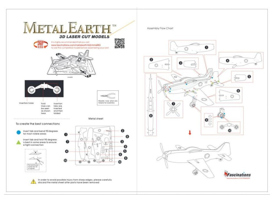 METAL EARTH 3D puzzle Lietadlo Mustang P-51