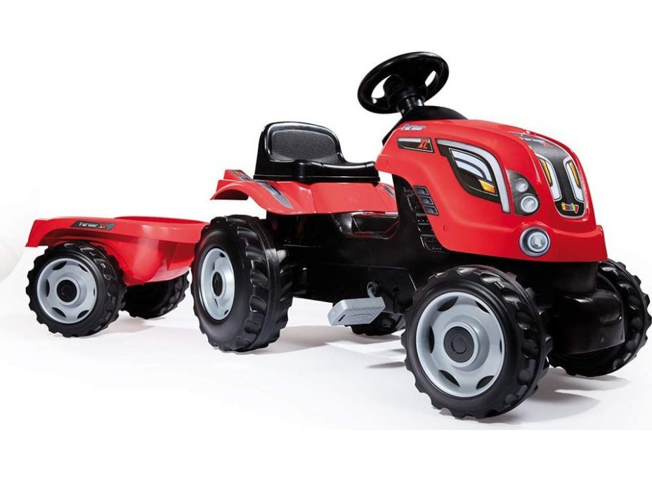 SMOBY Šliapací traktor Farmer XL červený s vozíkom