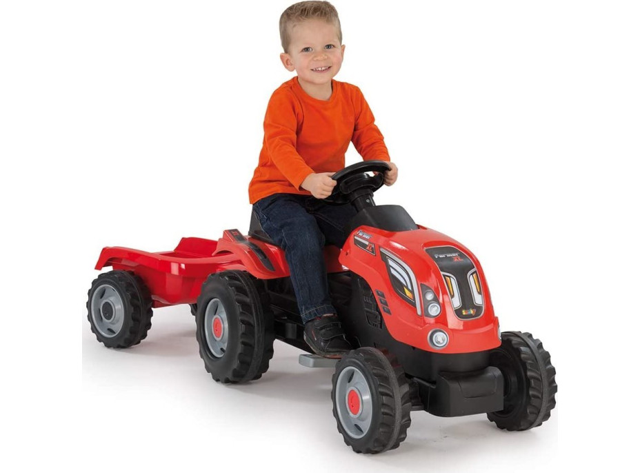 SMOBY Šliapací traktor Farmer XL červený s vozíkom