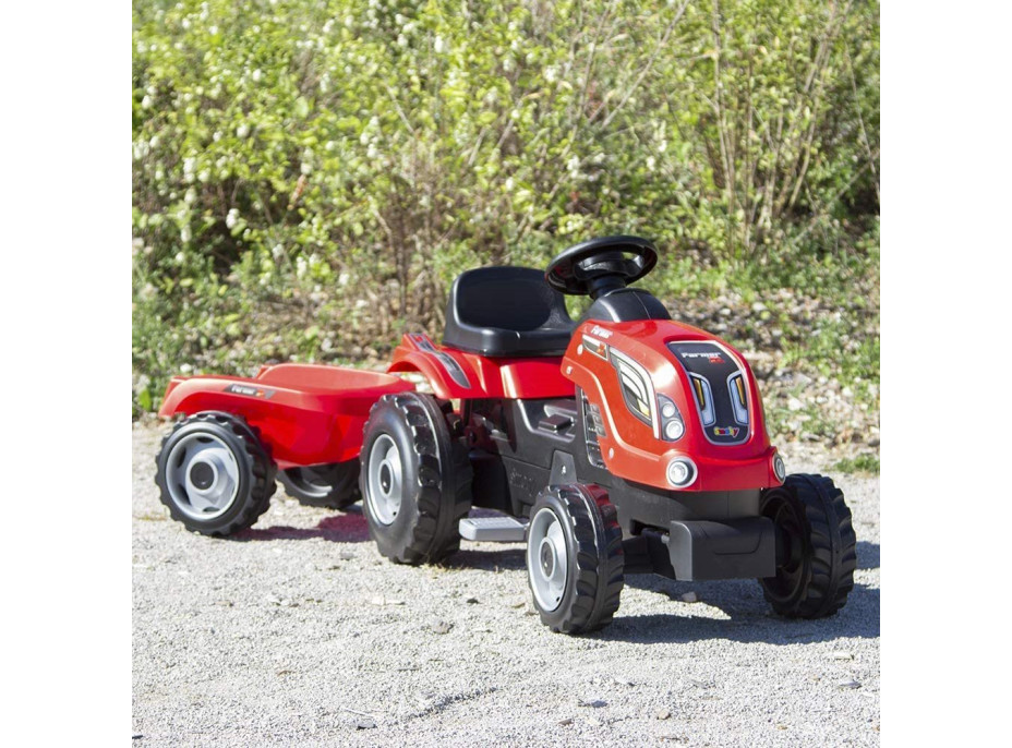 SMOBY Šliapací traktor Farmer XL červený s vozíkom